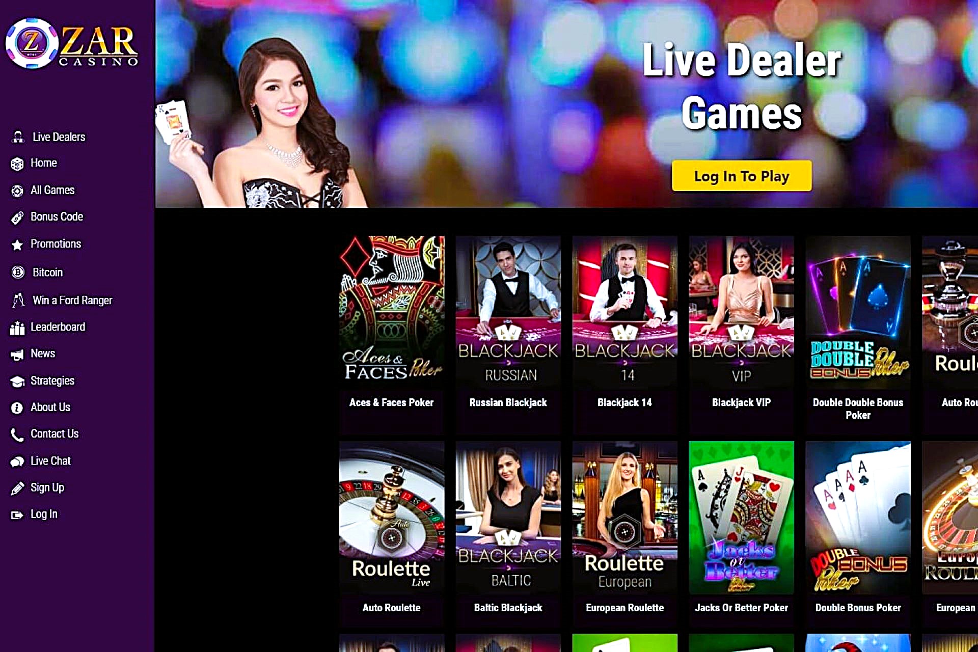 zar casino login online